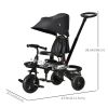 Tricycle for Toddler 4 in 1 Kids Trike with Reversible Adjustable Seat, Baby Push Bike with Removable Handle, Canopy