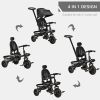 Tricycle for Toddler 4 in 1 Kids Trike with Reversible Adjustable Seat, Baby Push Bike with Removable Handle, Canopy