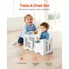 Montessori Weaning Table and Chair Set, 3 In 1 Wooden Toddler Table and Chairs with Chalkboard, Adjustable Height Montessori Table for Ages 1-5