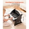 Kids Piano Keyboard, 25 Keys Wooden Digital Piano for Kids, Mini Music Educational Instrument Toy with Realistic Sound, Dual Power
