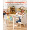 Kids Art Table and Chair Set, Toddler Craft Table with 3 Tiers Storage Cabinet, Wooden Kids Activity Play Desk with 2 Chairs