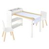 Kids Art Table and Chair Set, Toddler Craft Table with 3 Tiers Storage Cabinet, Wooden Kids Activity Play Desk with 2 Chairs