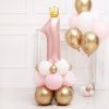Baby Boy Girl Ins Pastel Pink Blue Crown Digital 1 Balloon Column 1st First One Year Birthday Party Decoration