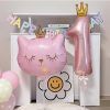 2pcs Cute Pink Number Cat Head Balloons Baby Shower Globos Kids Toy