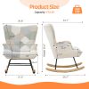 Teddy Upholstered Nursery Glider Rocking Chair - High Backrest Comfy Armchair | Versatile Accent Chair for Living Room, Bedroom, Offices